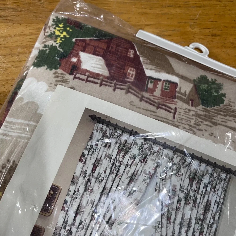 Vtg Emerson Thermal Insulated Curtains Winter Farm Barn Brown 46x63 1 Pair NEW